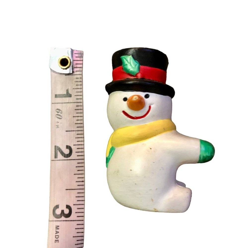 Vintage Handpainted Snowman Sits on Candlestick Used - Picture 6 of 9